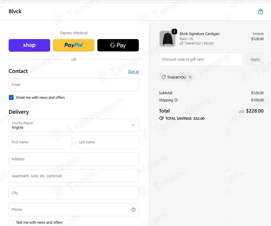 Blvck Paris coupon code: 20% off with THANKYOU. Tested and valid as 1 week ago.