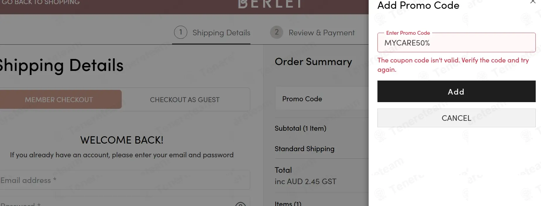 Berlei AU coupon code: 50% off with MYCARE50%. Tested and valid as 6 months ago.