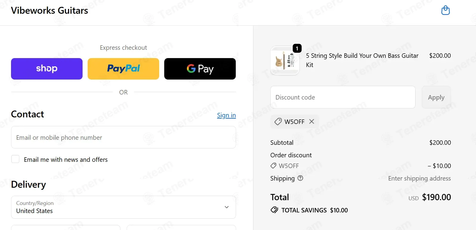 Vibe Works Guitars coupon code: 5% off with W5OFF. Tested and valid as 1 week ago.