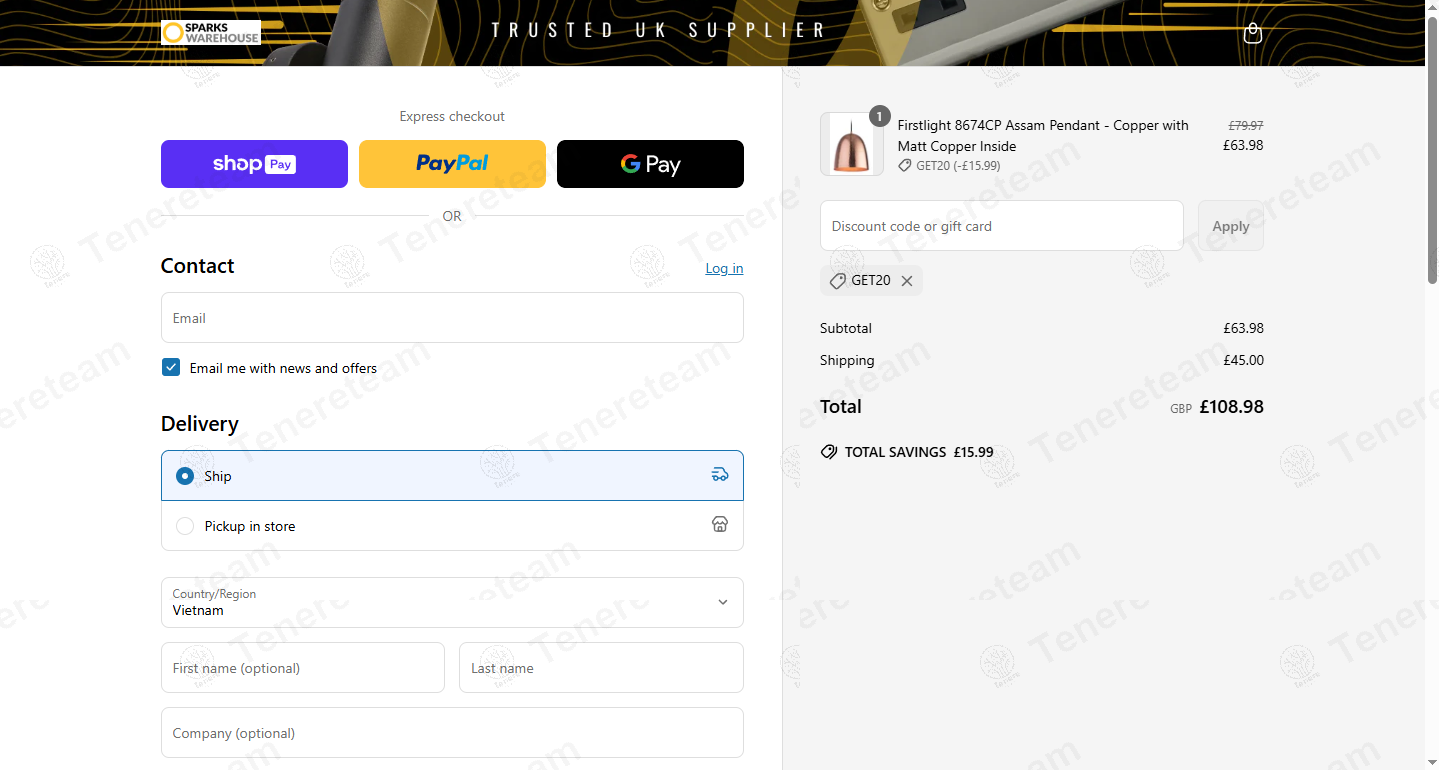 Sparks Warehouse apply coupon code