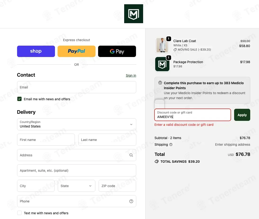 Mediclo coupon code: 15% off with AIMEEV15. Tested and valid as 1 month ago.