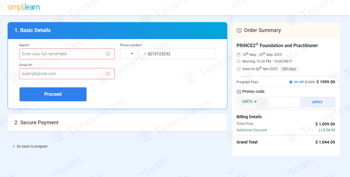 SimpliLearn coupon code: 5% off with CER5. Tested and valid as 11 months ago.