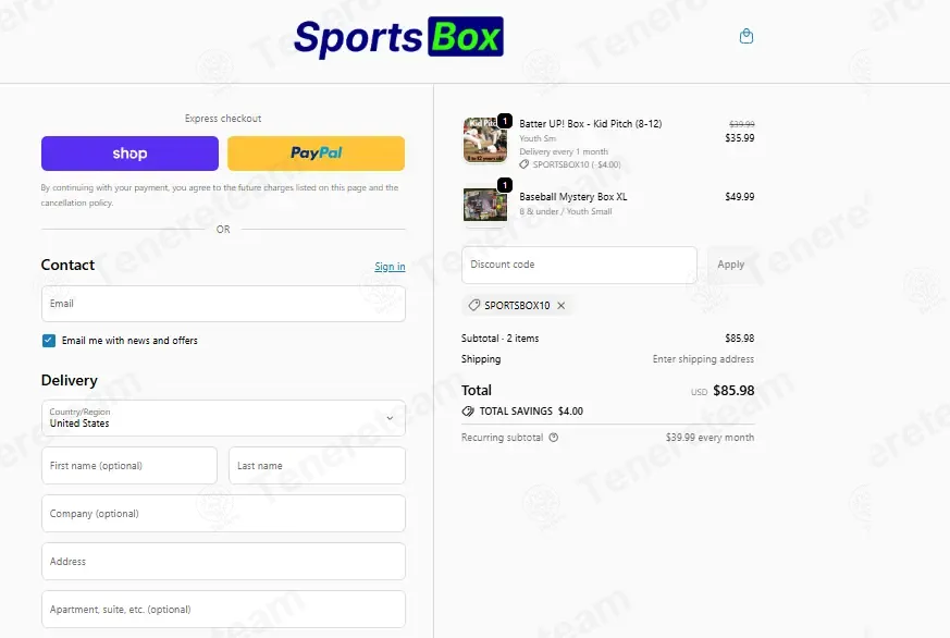 Sports Box apply coupon code