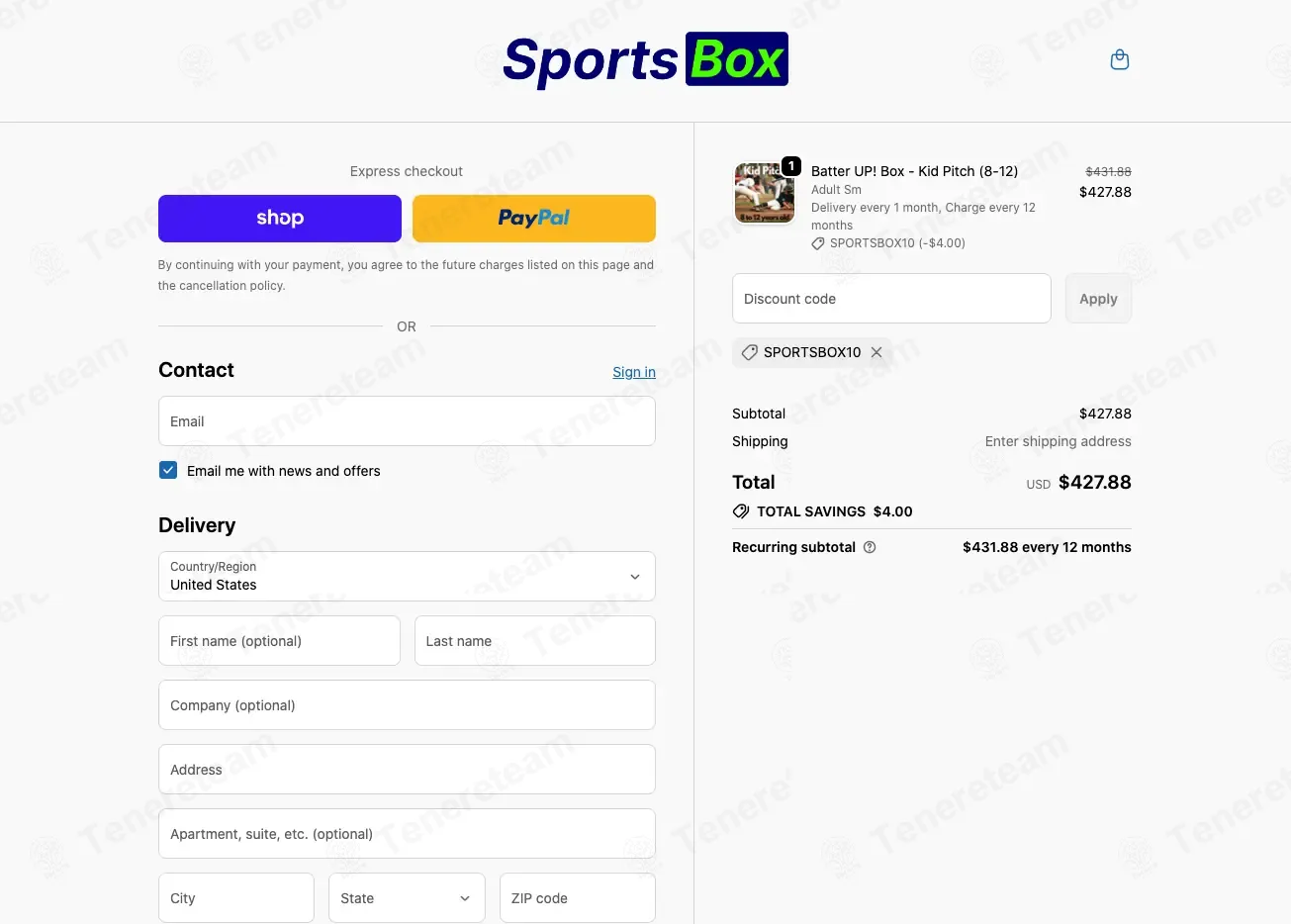 Sports Box coupon code: $4 off with SPORTSBOX10. Tested and valid as 1 month ago.