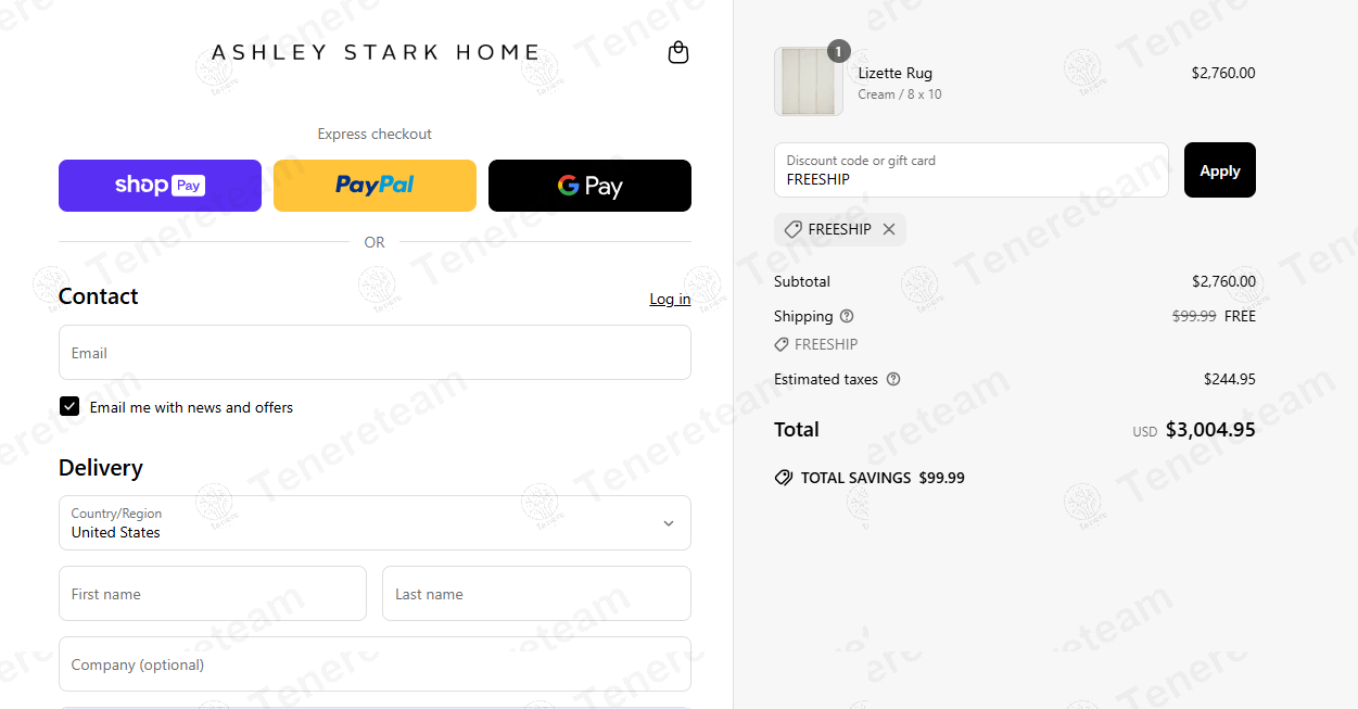 Ashleystarkhome coupon code: Sale off with FREESHIP. Tested and valid as 1 month ago.