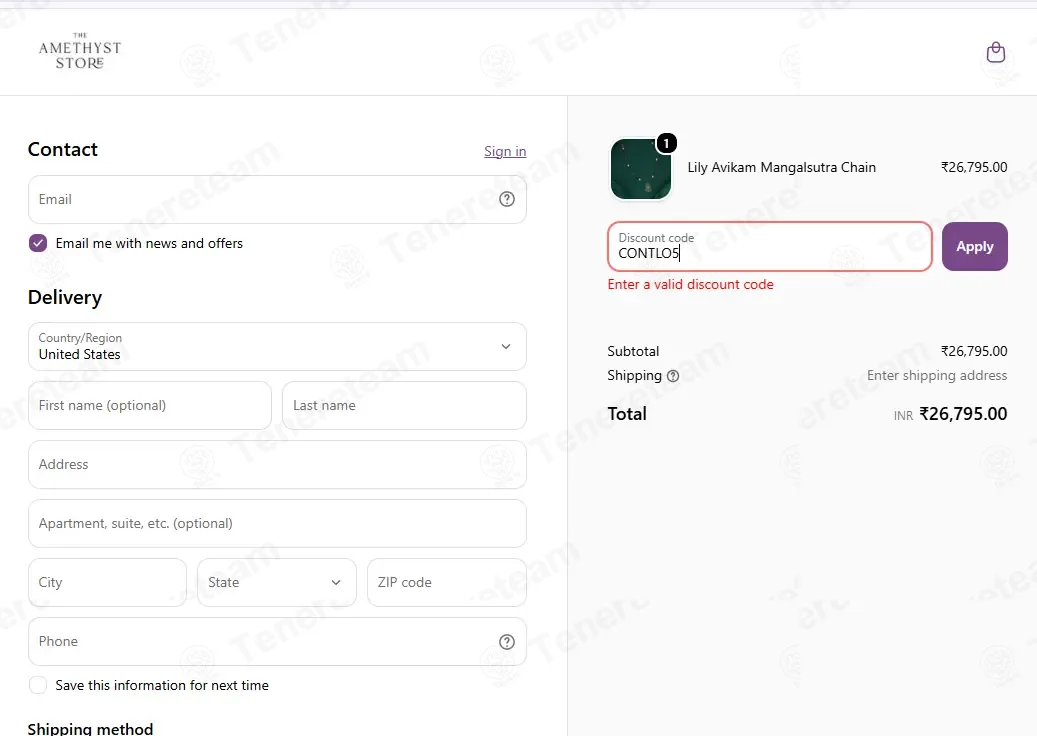 The Amethyst Store coupon code: 5% off with CONTLO5. Tested and valid as 1 month ago.