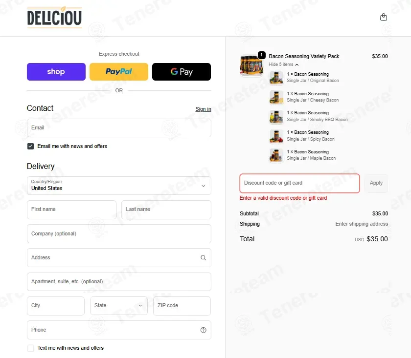 Deliciou coupon code: 15% off with VIP15%. Tested and valid as 2 months ago.