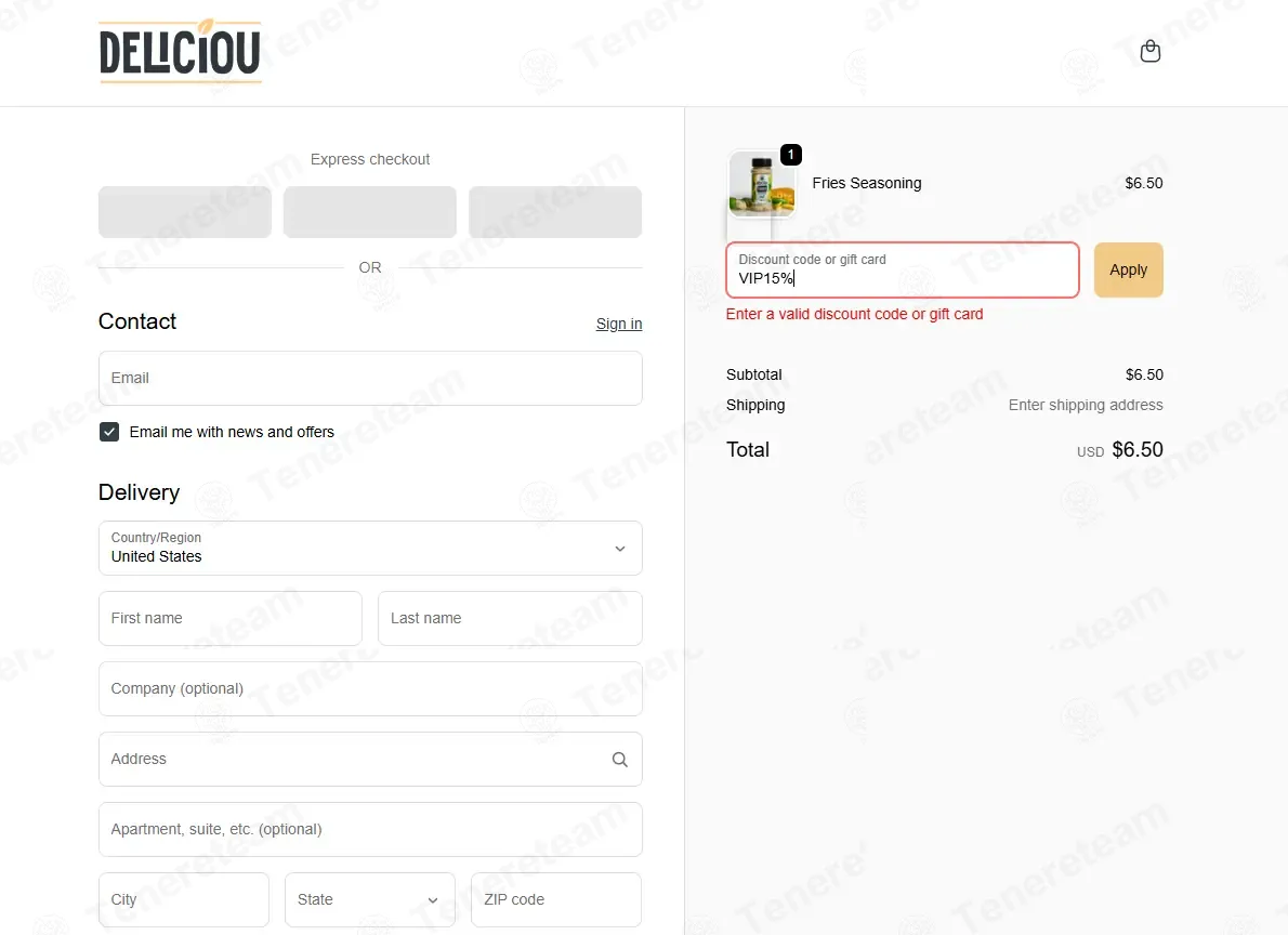 Deliciou coupon code: 15% off with VIP15%. Tested and valid as 2 months ago.