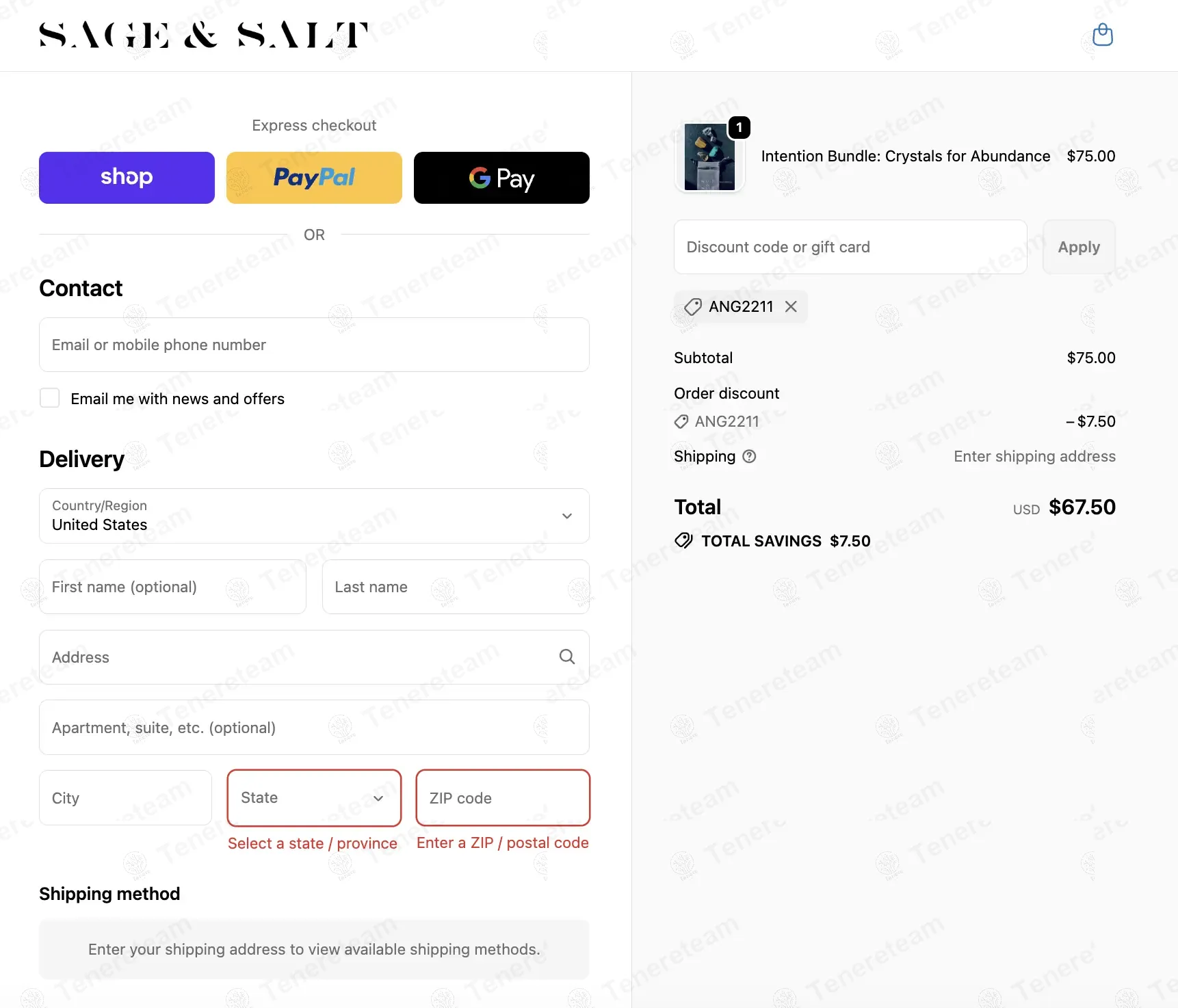 Sage And Salt apply coupon code