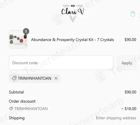 Clari V Crystals coupon code: 20% off with TRINHNHANTOAN. Tested and valid as 1 year ago.