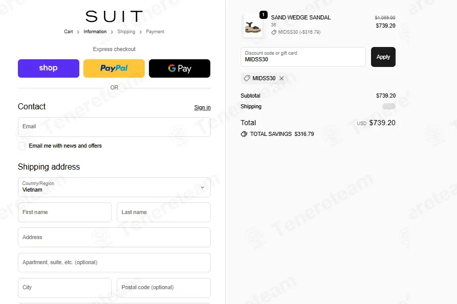 Suitnegozi coupon code: 30% off with MIDSS30. Tested and valid as 4 weeks ago.