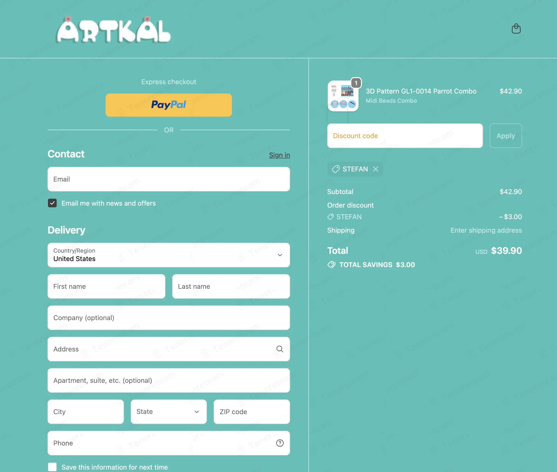 Artkal beads coupon code: 7% off with STEFAN. Tested and valid as 4 days ago.