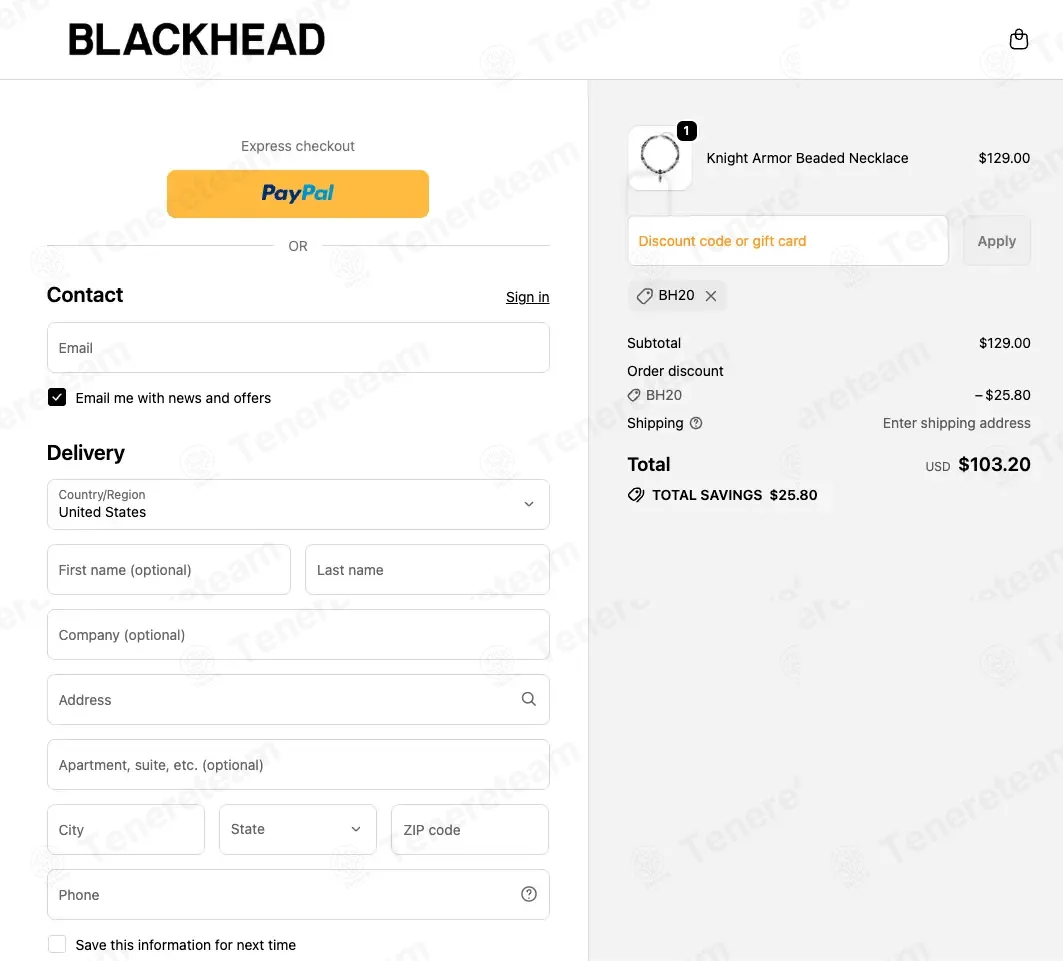 Blackheadshop coupon code: 20% off with BH20. Tested and valid as 1 month ago.
