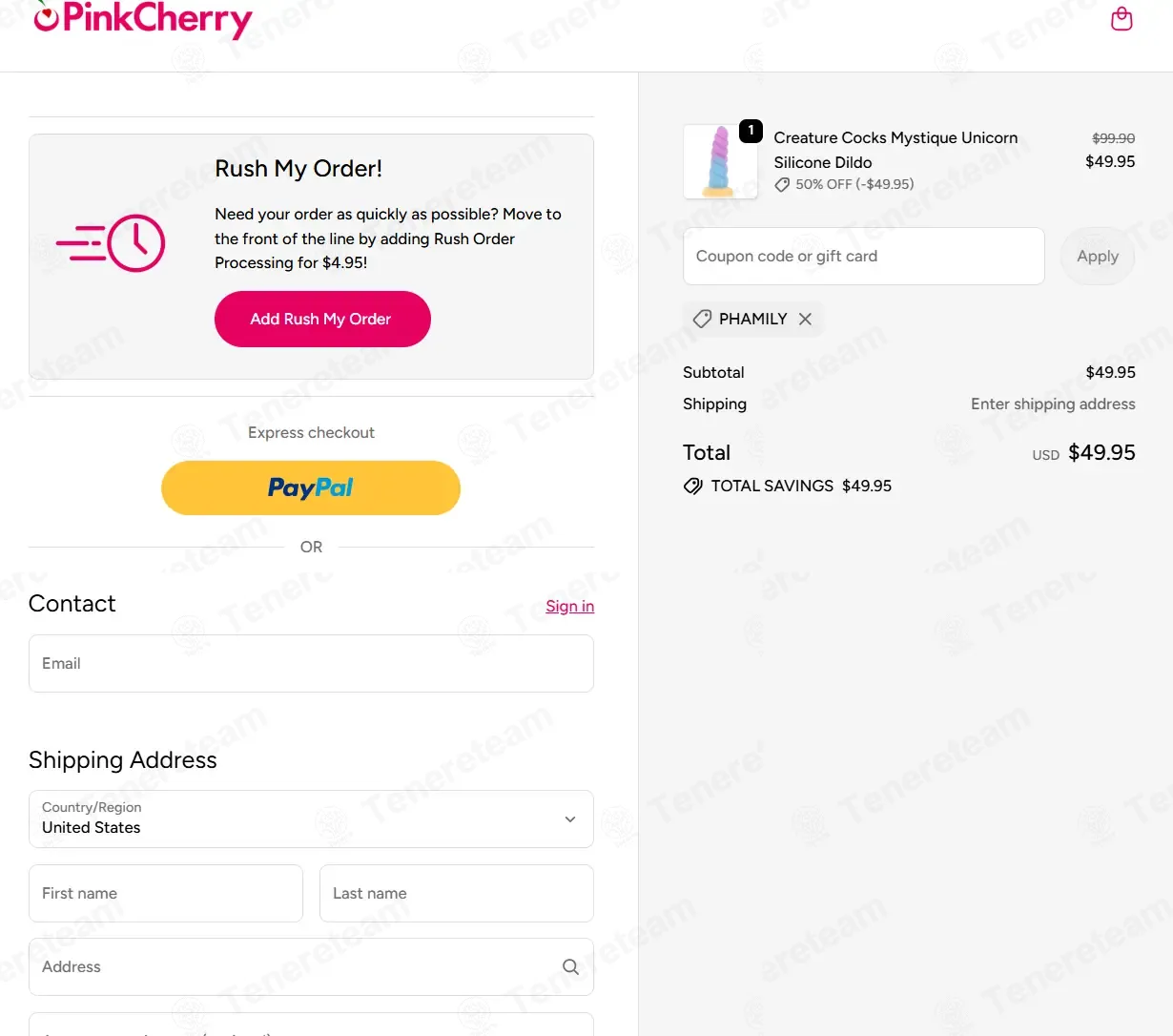 PinkCherry coupon code: 50% off with PHAMILY. Tested and valid as 9 months ago.