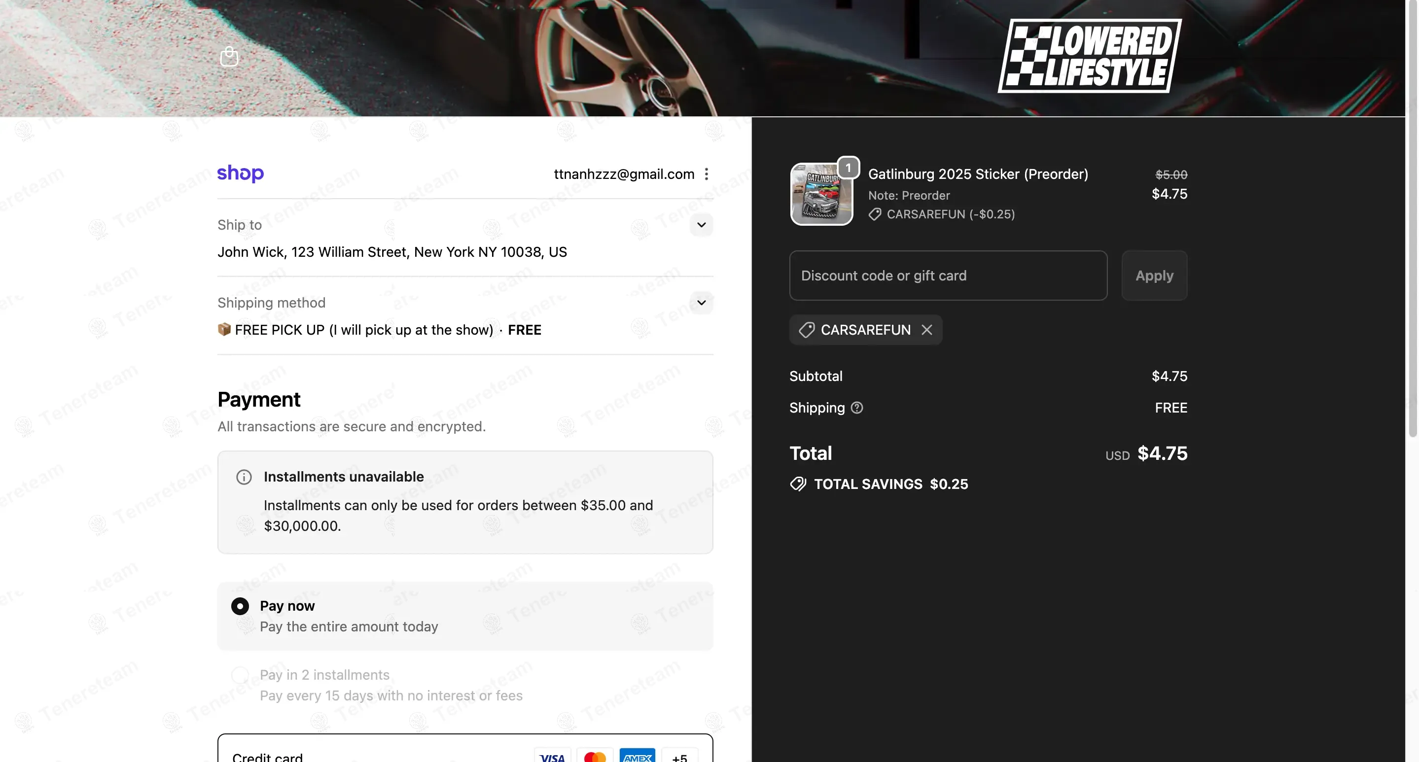 Lowered Lifestyle coupon code: 5% off with CARSAREFUN. Tested and valid as 8 months ago.