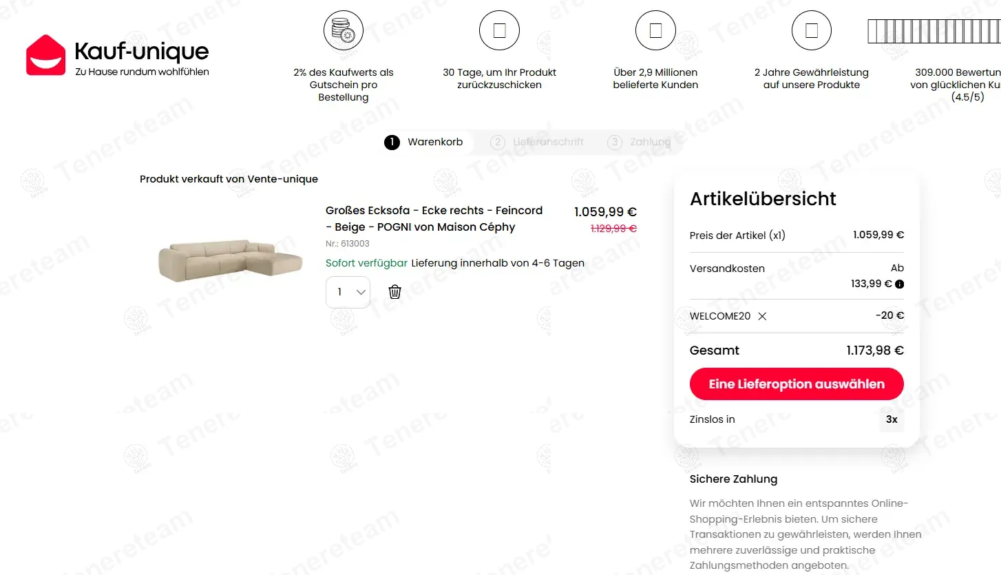 Kauf-unique DE coupon code: €20 off with WELCOME20. Tested and valid as 10 months ago.