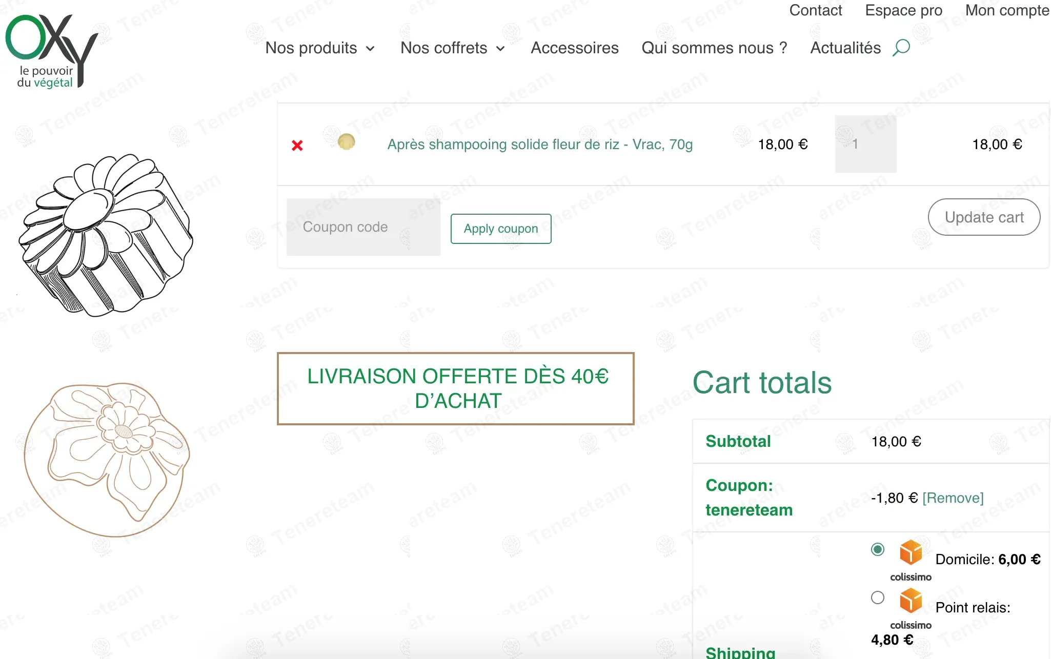 Oxy Co FR coupon code: 10% off with tenereteam. Tested and valid as 9 months ago.