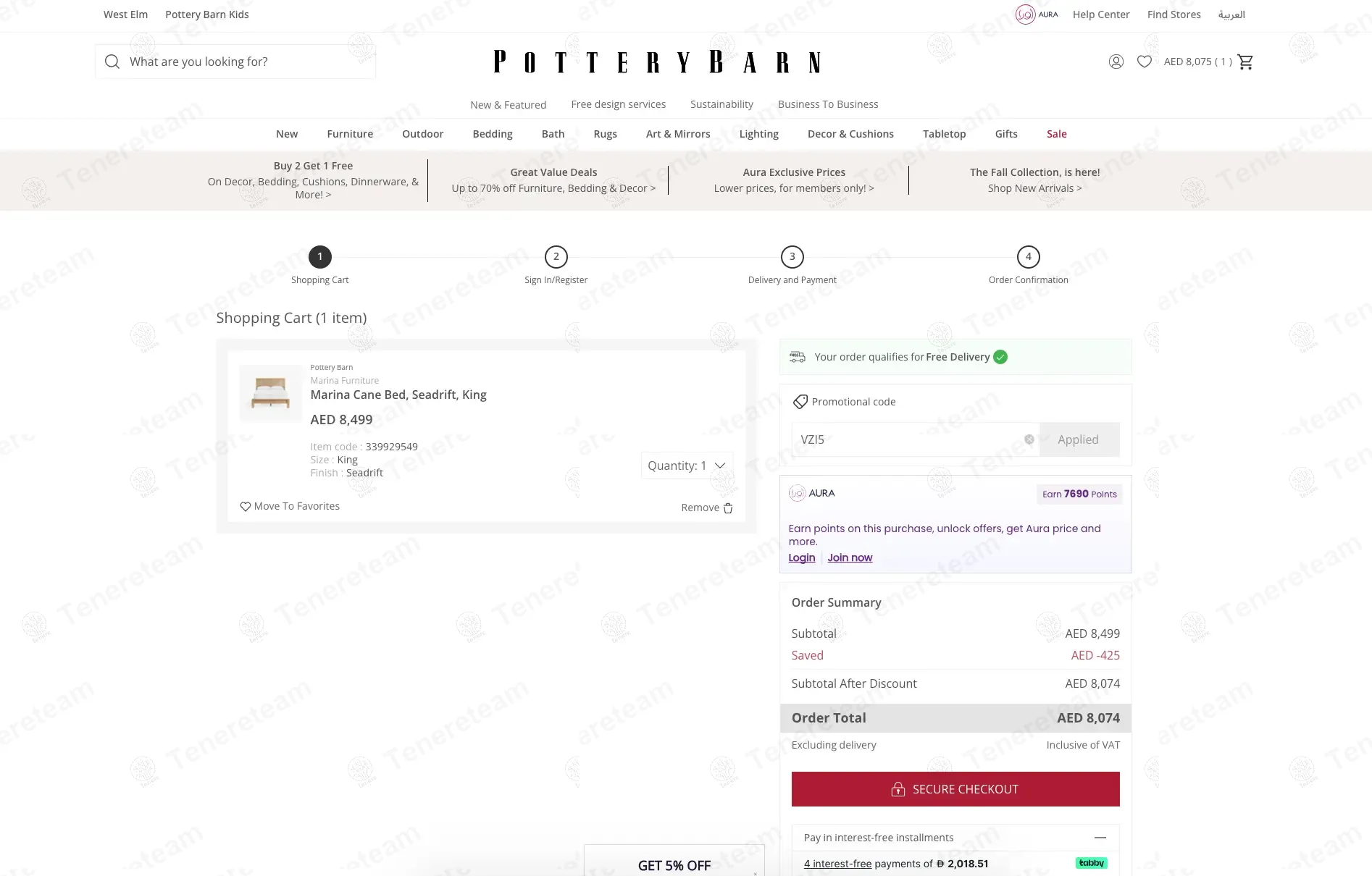 Pottery Barn AE coupon code: 5% off with VZI5. Tested and valid as 9 months ago.