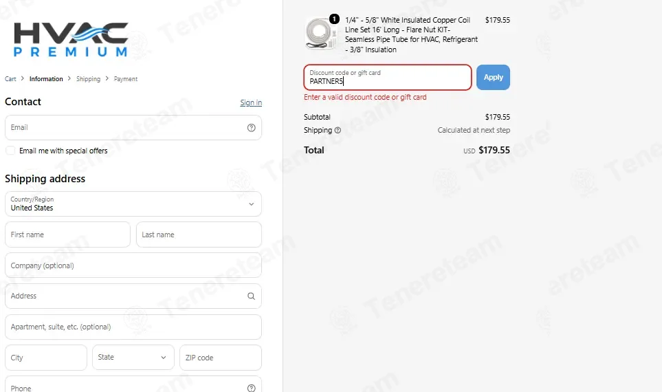 HVAC Premium coupon code: 5% off with PARTNER5. Tested and valid as 23 hours ago.