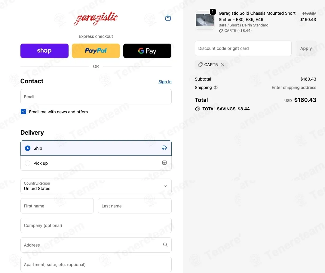 Garagistic coupon code: 5% off with CART5. Tested and valid as 8 months ago.