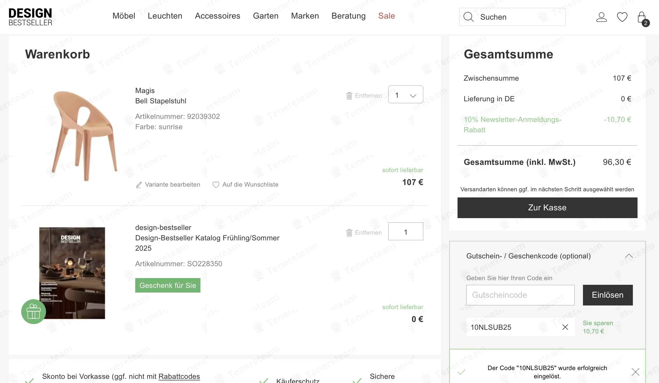 Design-bestseller DE coupon code: 10% off with 10NLSUB25. Tested and valid as 8 months ago.
