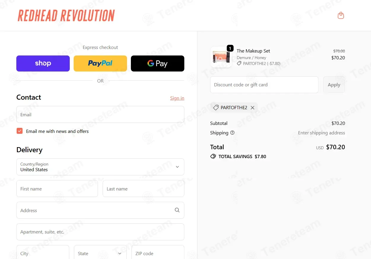Redhead Revolution US coupon code: 10% off with PARTOFTHE2. Tested and valid as 1 week ago.