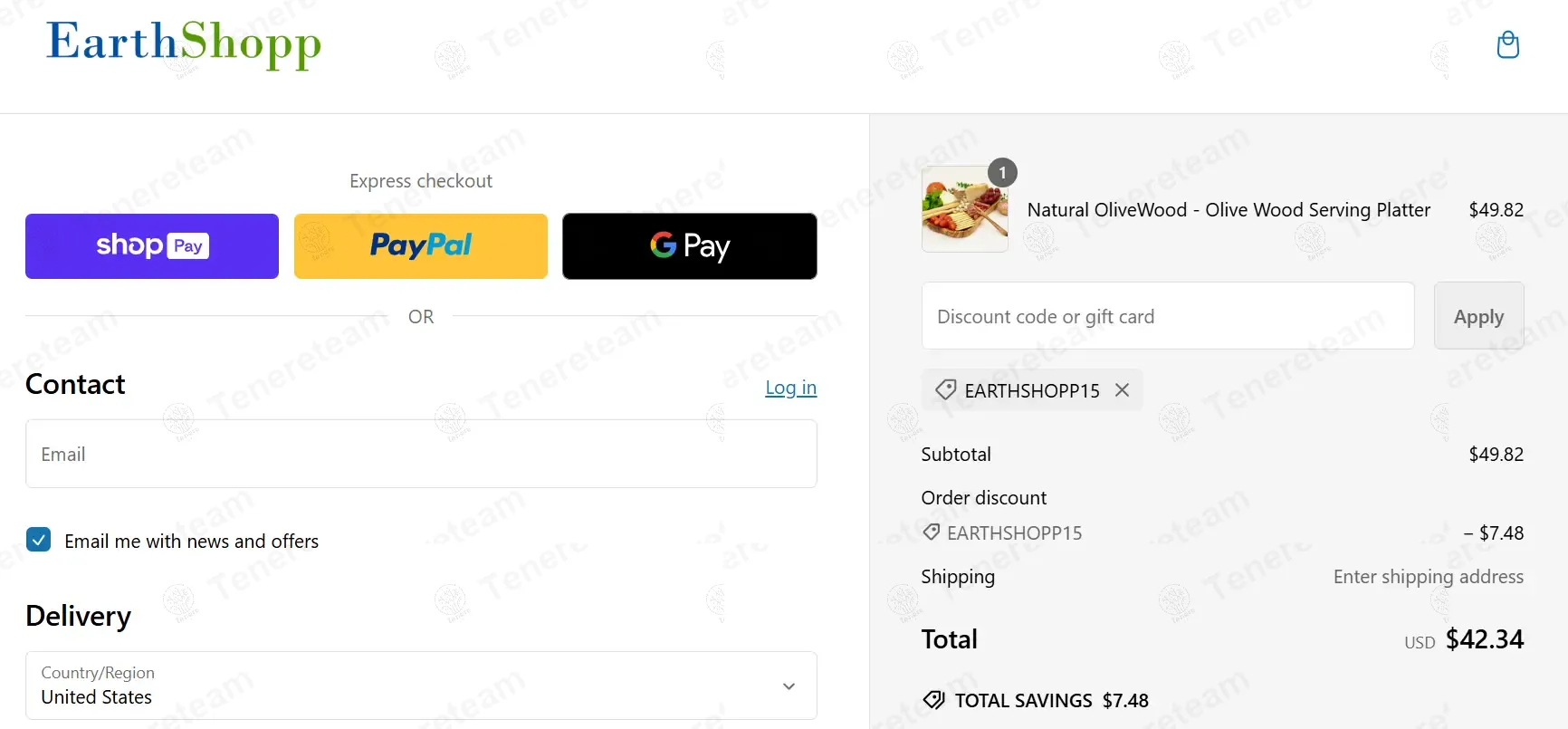 Earthshopp coupon code re-checked and confirmed working at checkout