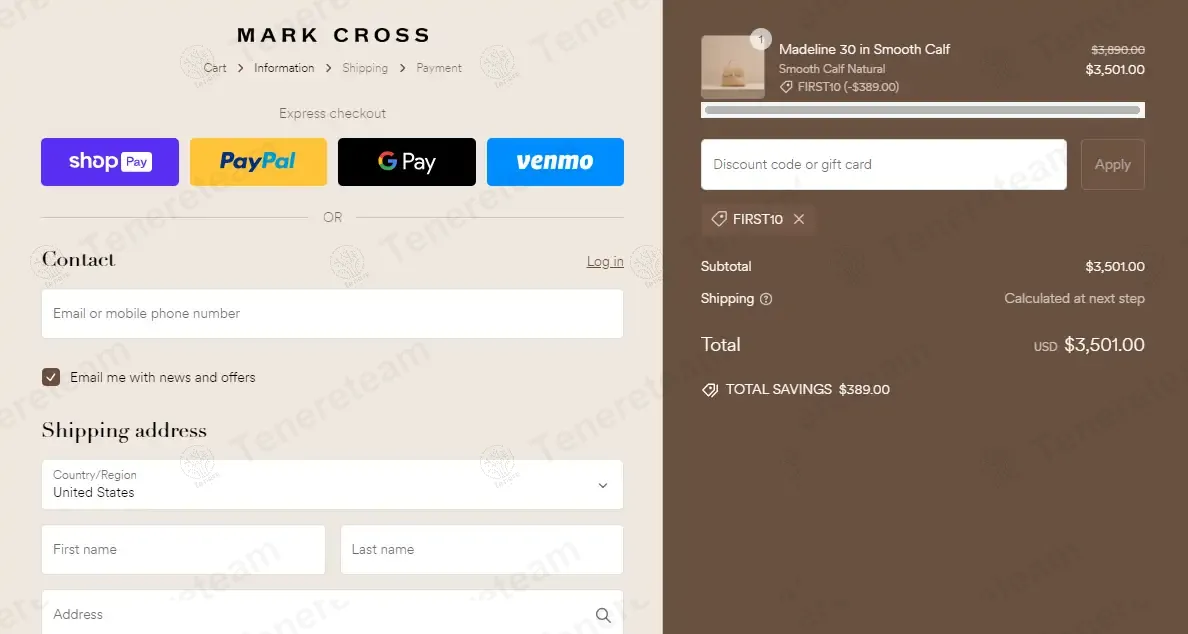 Mark Cross coupon code: 10% off with FIRST10. Tested and valid as 1 year ago.