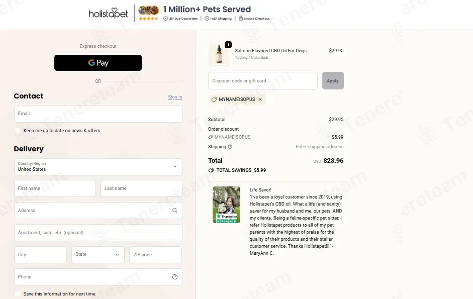 HolistaPet coupon code: 20% off with MYNAMEISOPUS. Tested and valid as 1 month ago.