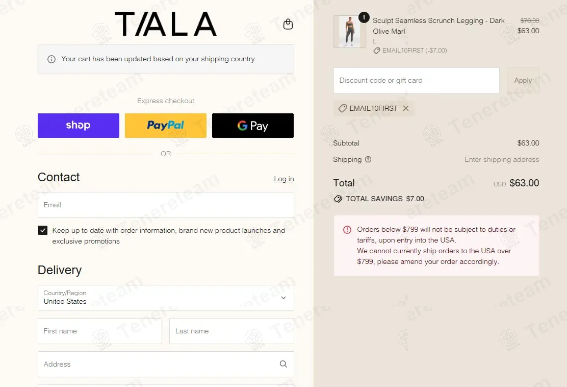 Tala coupon code: 10% off with EMAIL10FIRST. Tested and valid as 10 months ago.