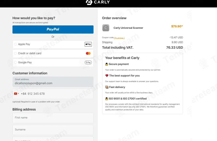 My Carly FR coupon code: 17% off with LEGAUTHIER. Tested and valid as 1 month ago.