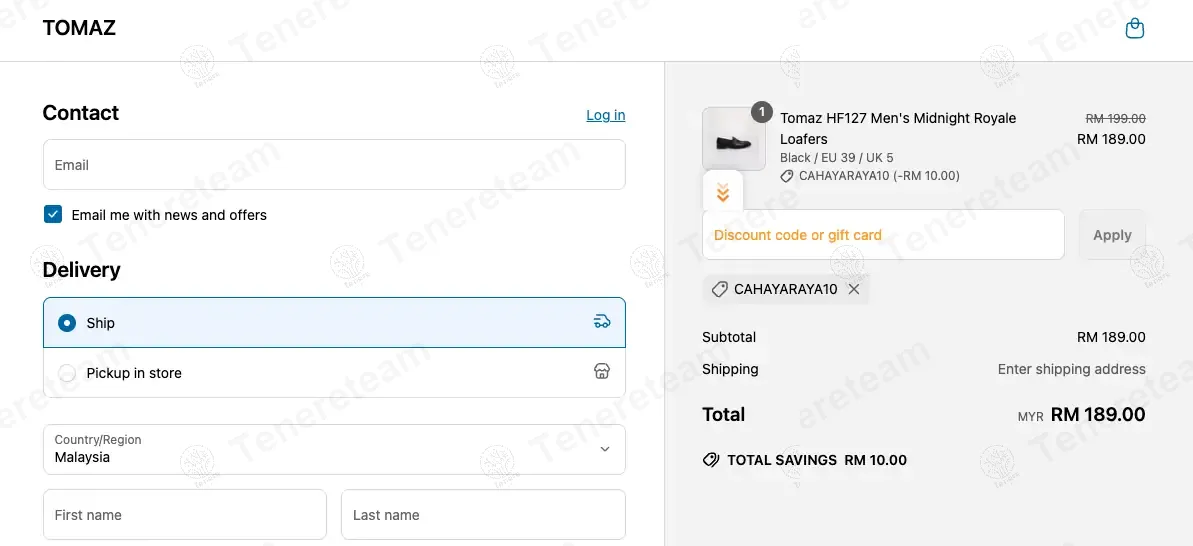 Tomaz MY coupon code: RM10 off with CAHAYARAYA10. Tested and valid as 1 year ago.