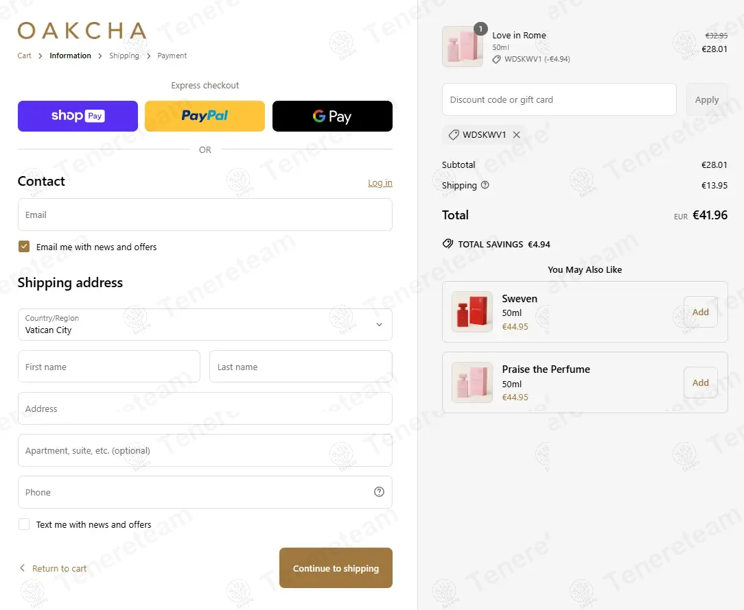 Oakcha coupon code: 15% off with WDSKWV1. Tested and valid as 1 year ago.