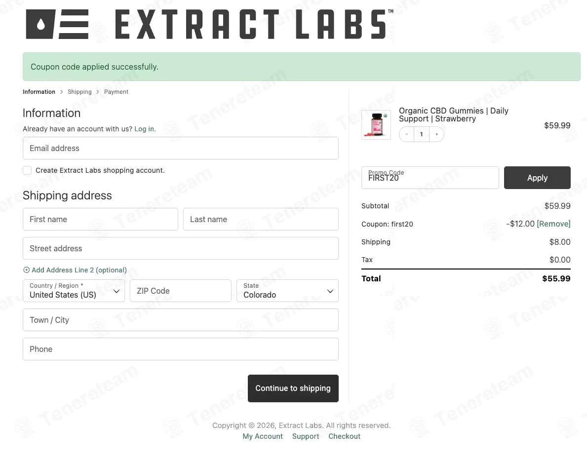 Extract Labs coupon code: 20% off with FIRST20. Tested and valid as 1 month ago.