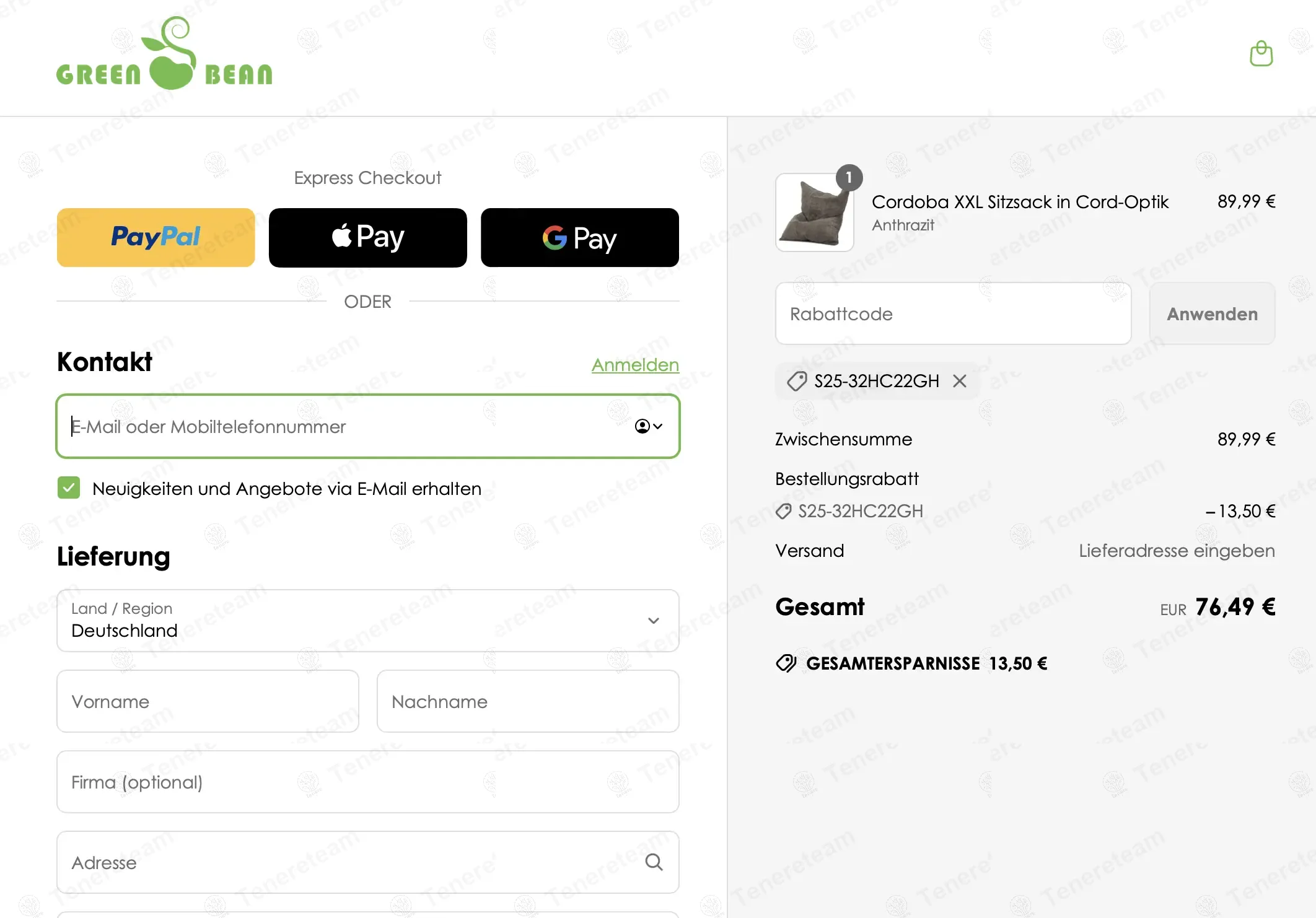 Sitzsack Shop DE coupon code: 15% off with S25-32HC22GH. Tested and valid as 1 year ago.