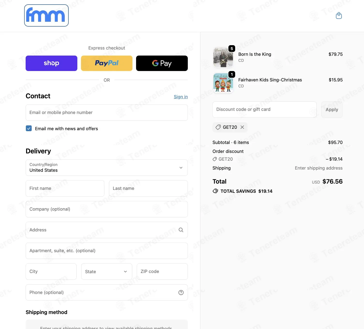 Faith Music Missions coupon code: 20% off with GET20. Tested and valid as 2 months ago.