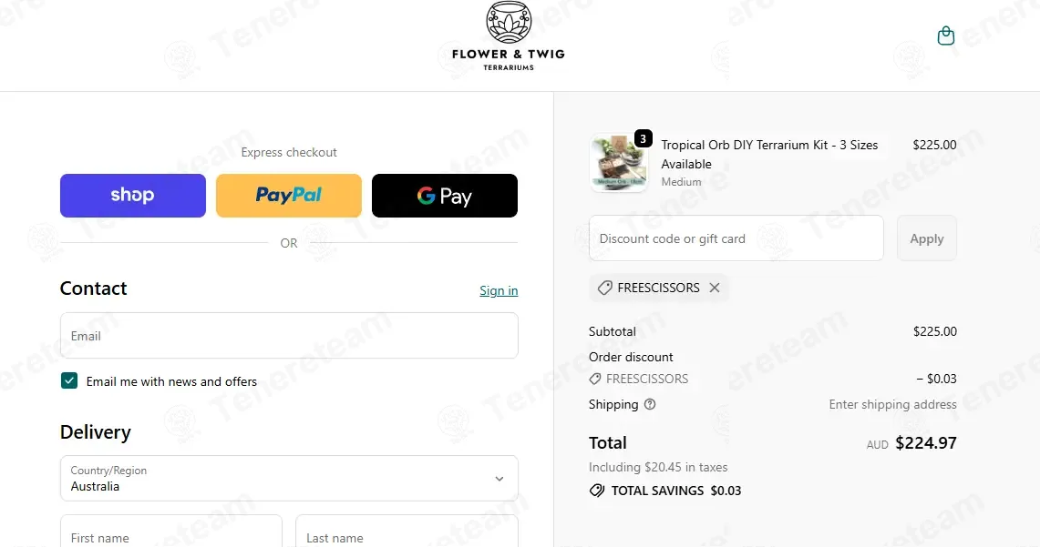 Flower And Twig Nursery coupon code: $3 off with FREESCISSORS. Tested and valid as 1 week ago.