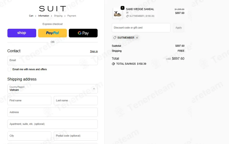 Suitnegozi coupon code: 15% off with SUITMEMBER. Tested and valid as 4 weeks ago.