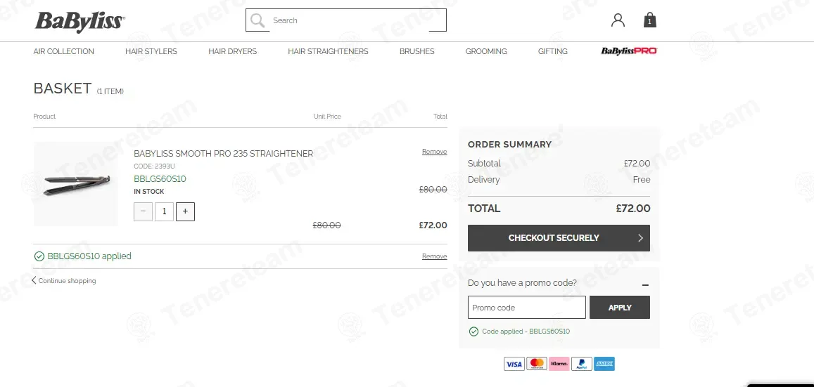 Babyliss coupon code: 10% off with BBLGS60S10. Tested and valid as 1 month ago.