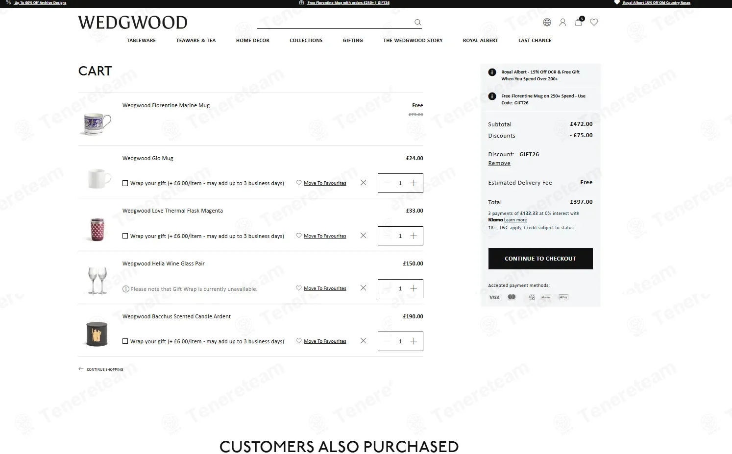 Wedgwood UK coupon code: 15% off with GIFT26. Tested and valid as 1 month ago.