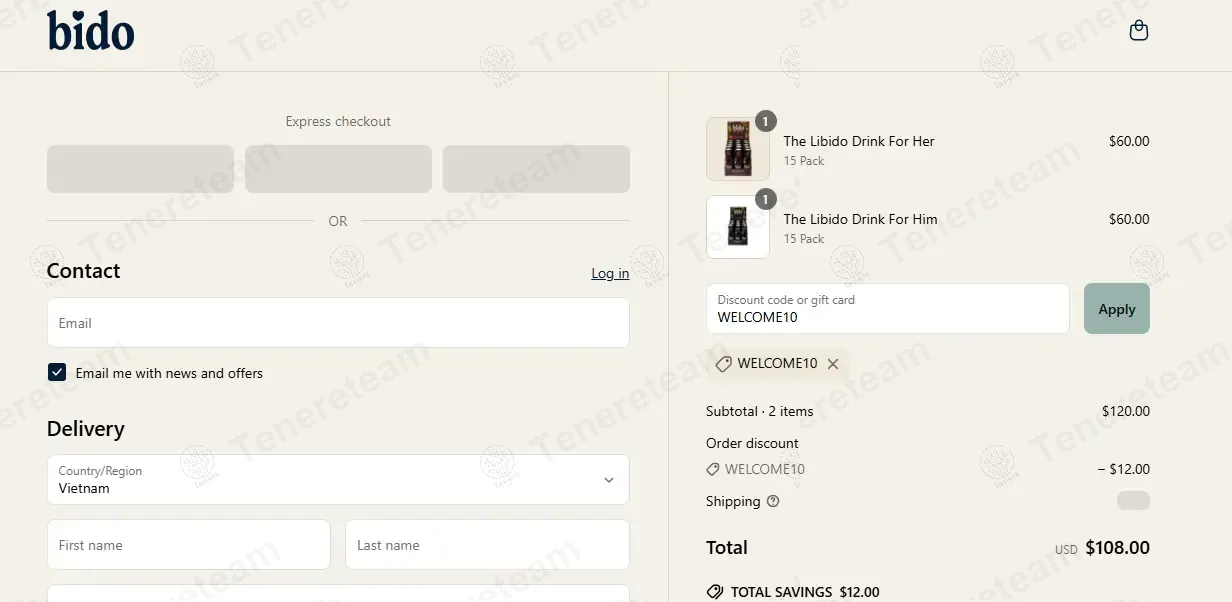 It’s Bido coupon code: 10% off with WELCOME10. Tested and valid as 1 year ago.