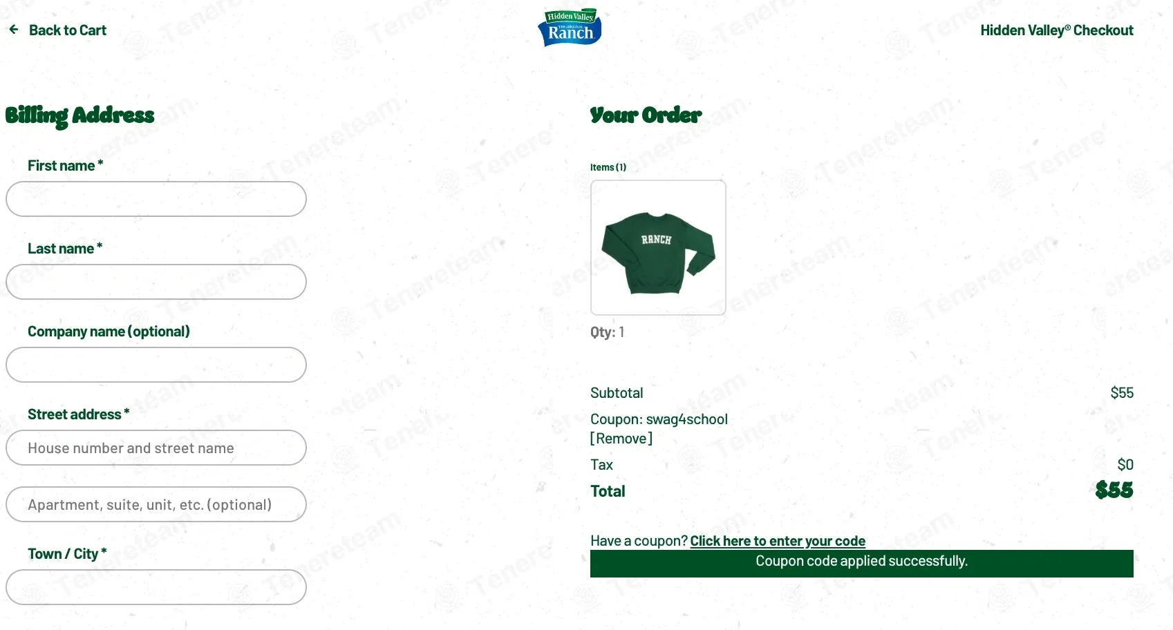 Voorbeeld van een Hidden Jack promo code coupon