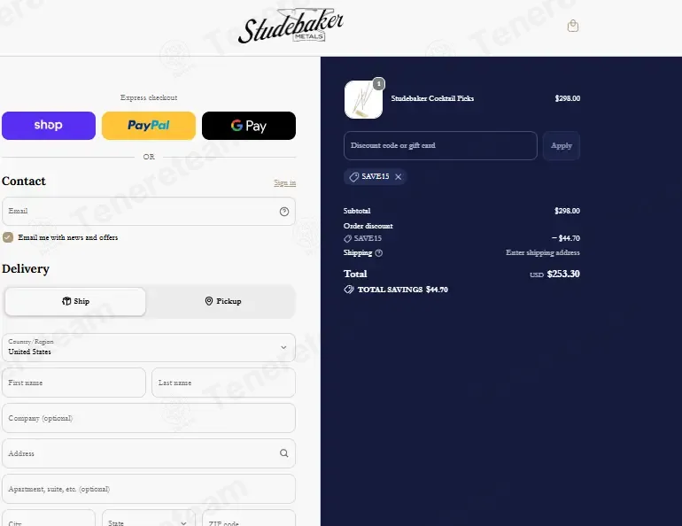 Studebaker Metals apply coupon code