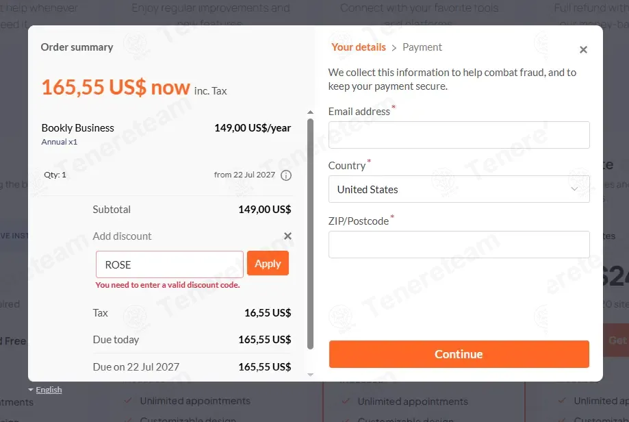 Bookly coupon code: 10% off with ROSE. Tested and valid as 1 month ago.