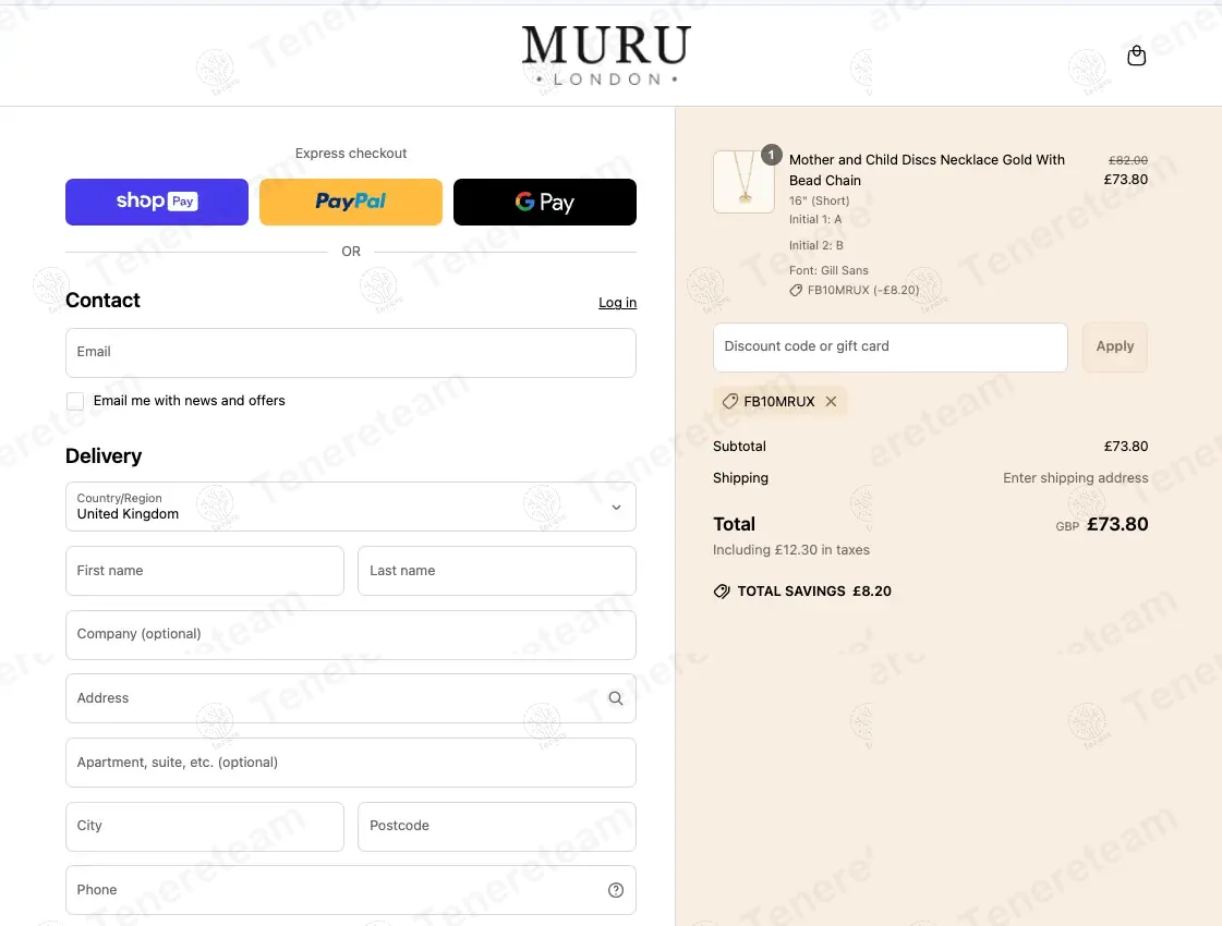 Muru Jewellery coupon code: 10% off with FB10MRUX. Tested and valid as 11 months ago.