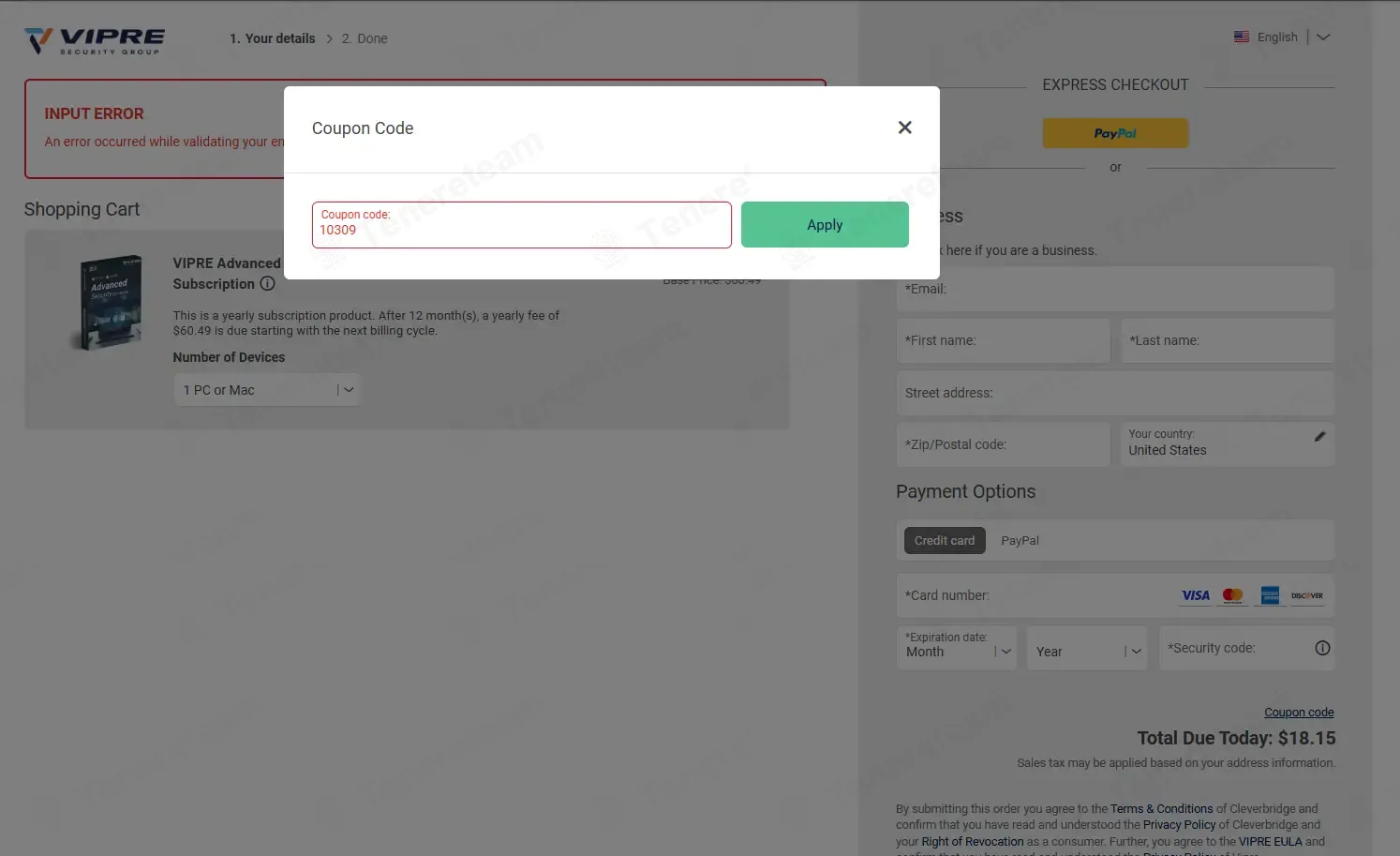 Vipre coupon code: 10% off with 10309. Tested and valid as 1 week ago.