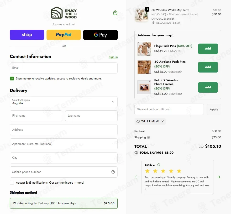 Enjoy The Wood coupon code: 10% off with WELCOME20. Tested and valid as 4 weeks ago.