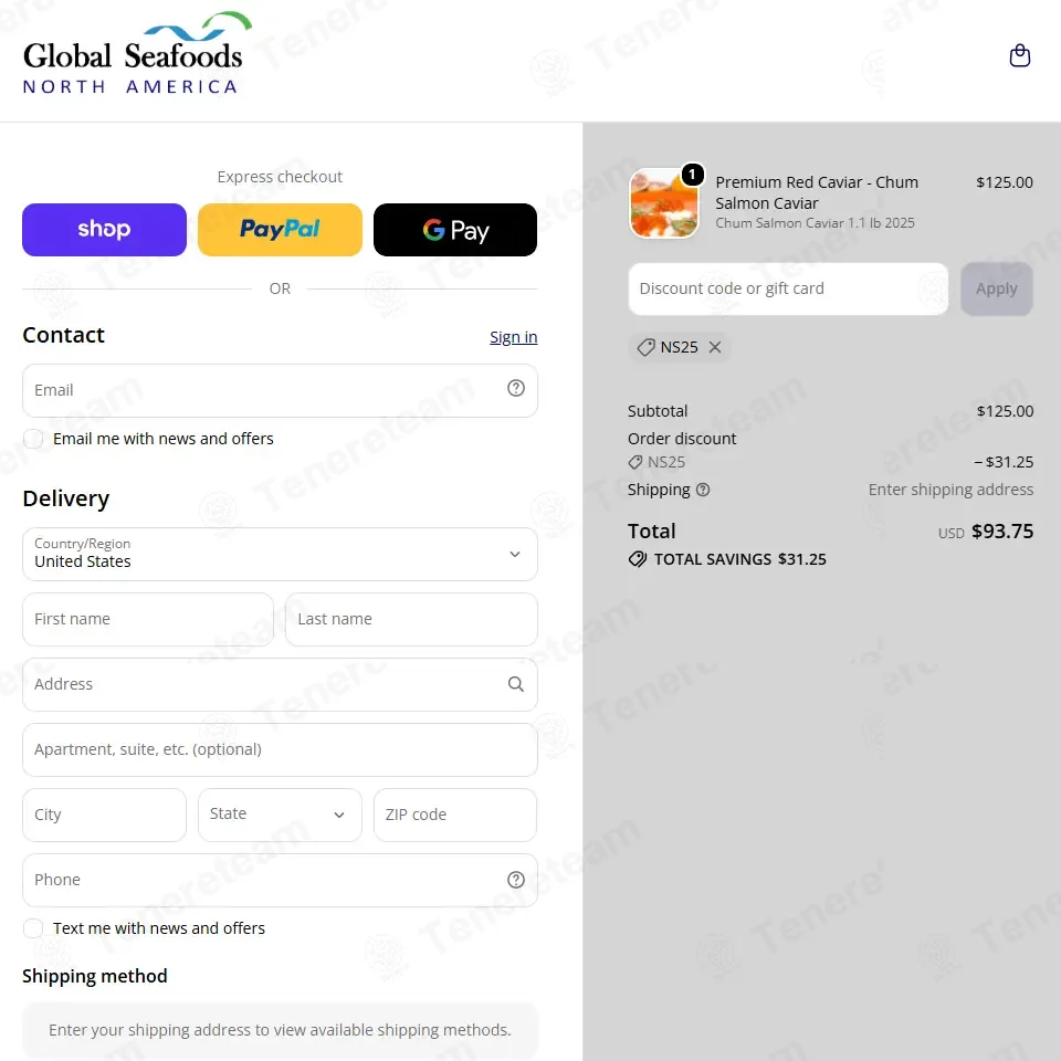 Global Seafoods coupon code: 25% off with NS25. Tested and valid as 2 days ago.