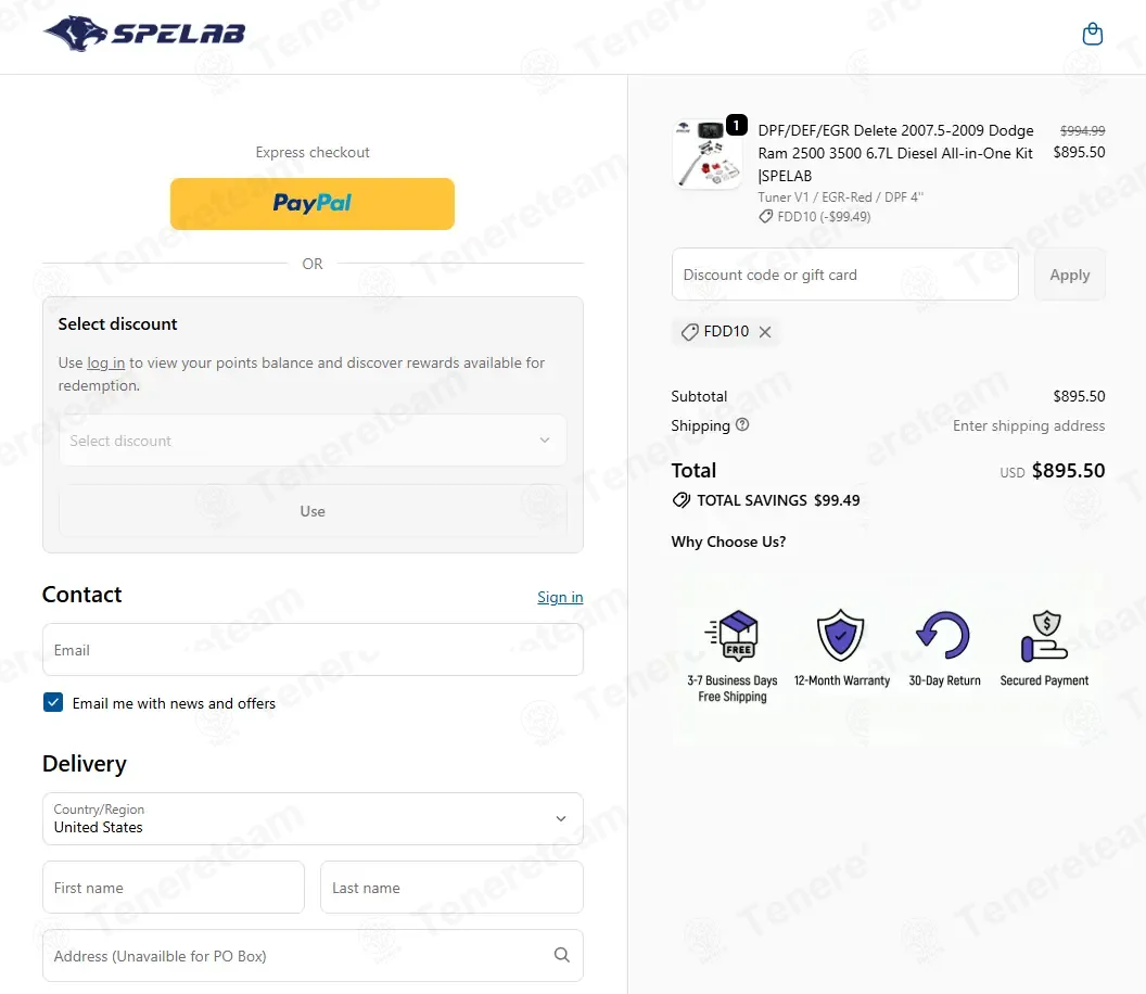 SPELAB Auto Parts coupon code: 10% off with FDD10. Tested and valid as 1 week ago.
