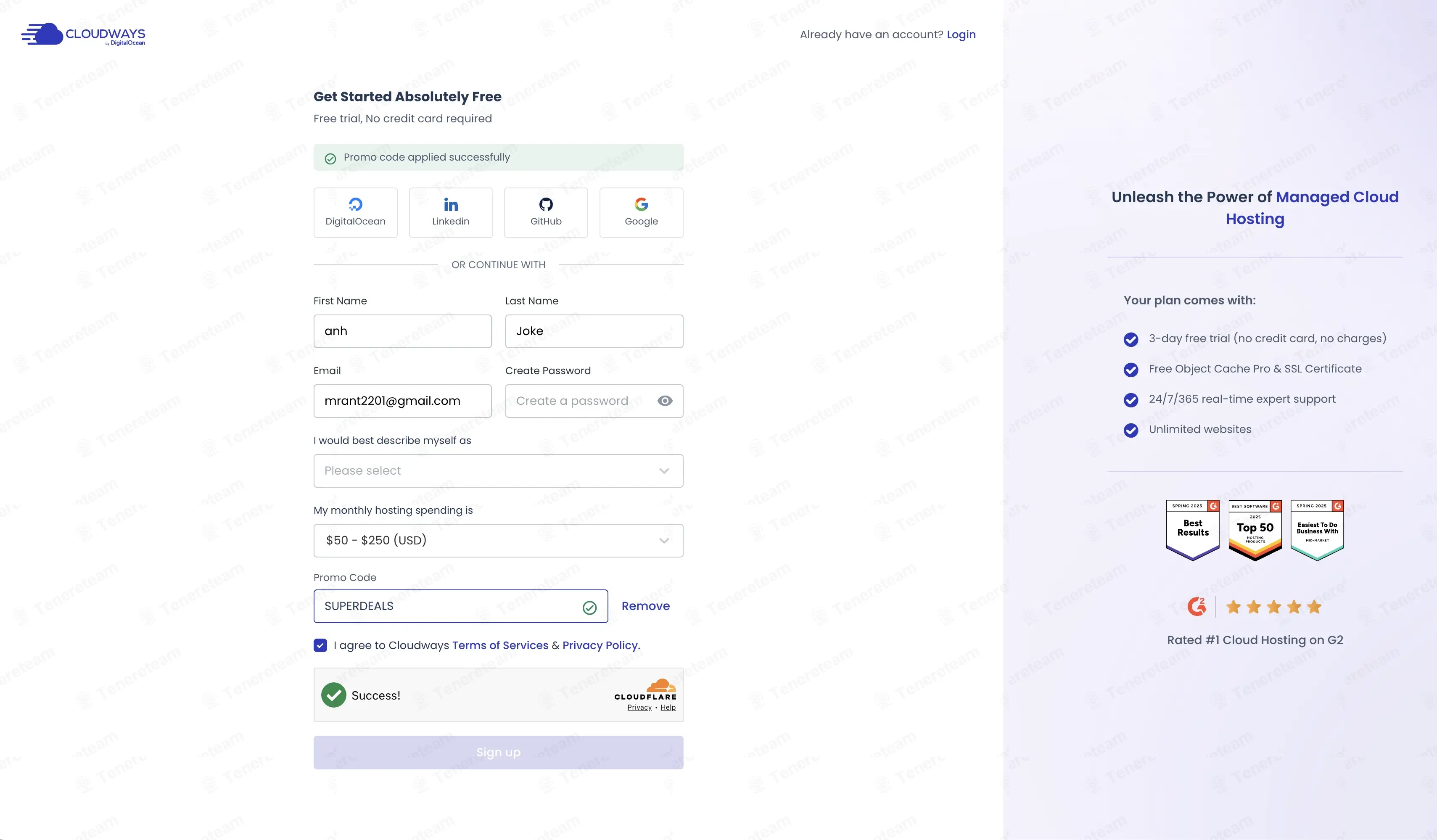 Cloudways coupon code: 60% off with SUPERDEALS. Tested and valid as 2 months ago.